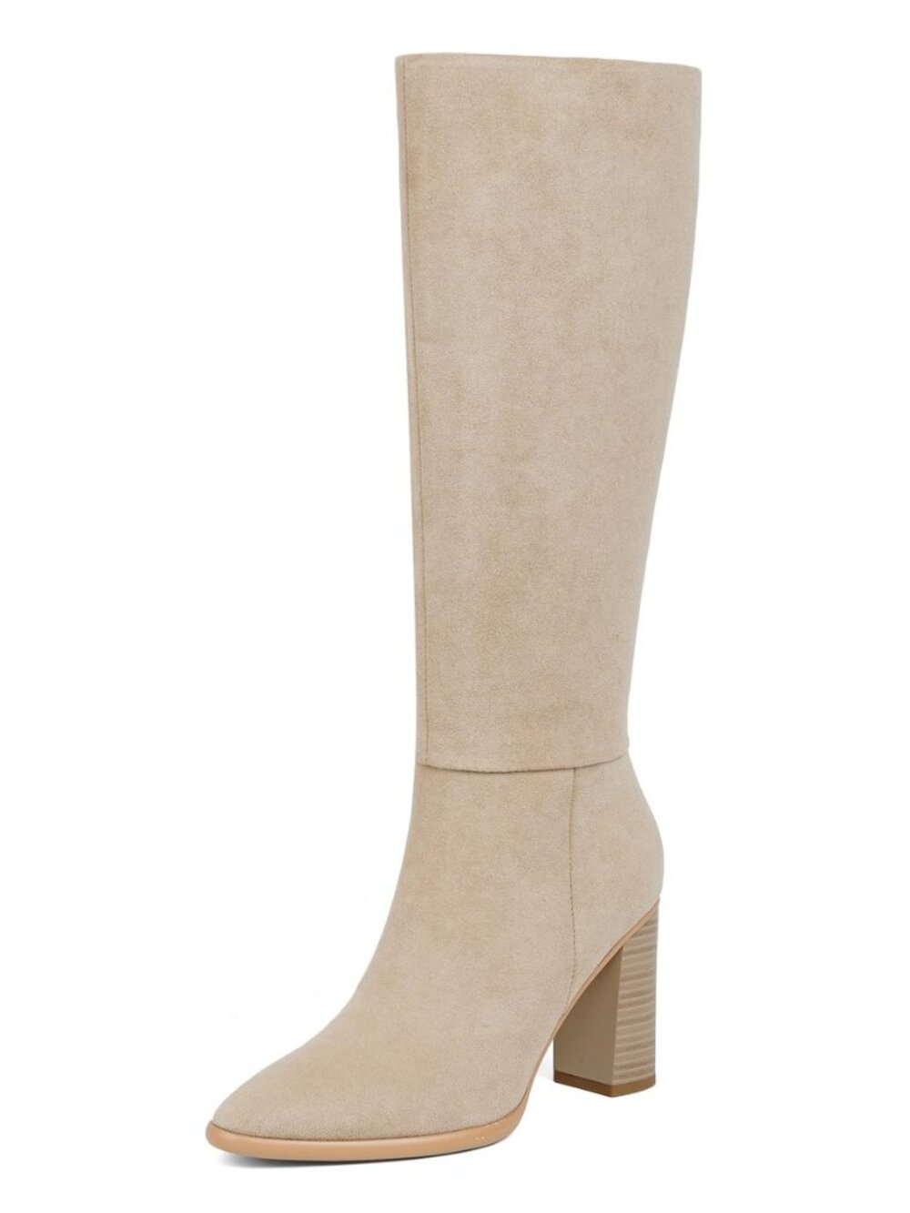 Knee High Boots for Women Pointed Toe Chunky Heel Tall Boots